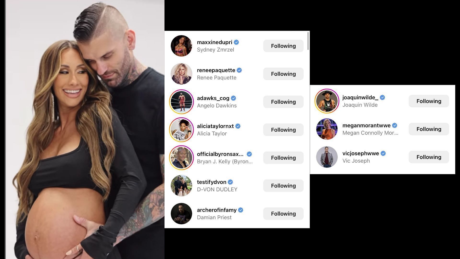 Several wrestling names react to Corey's birthday post for Carmella on Instagram